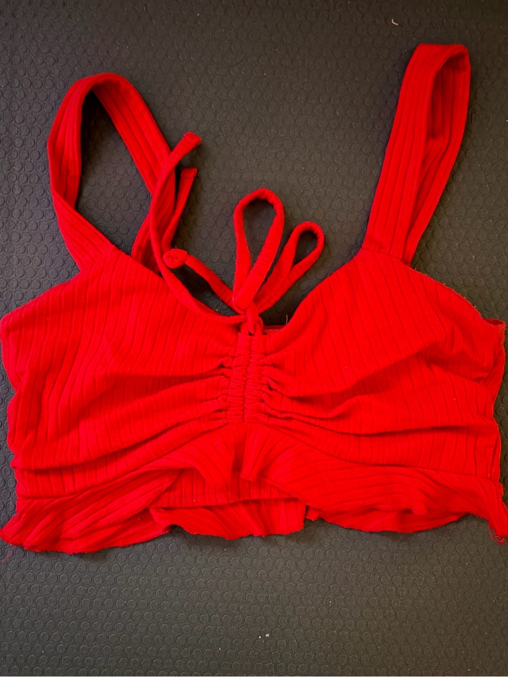 Billabong Red Ribbed Tie-Front Crop Top